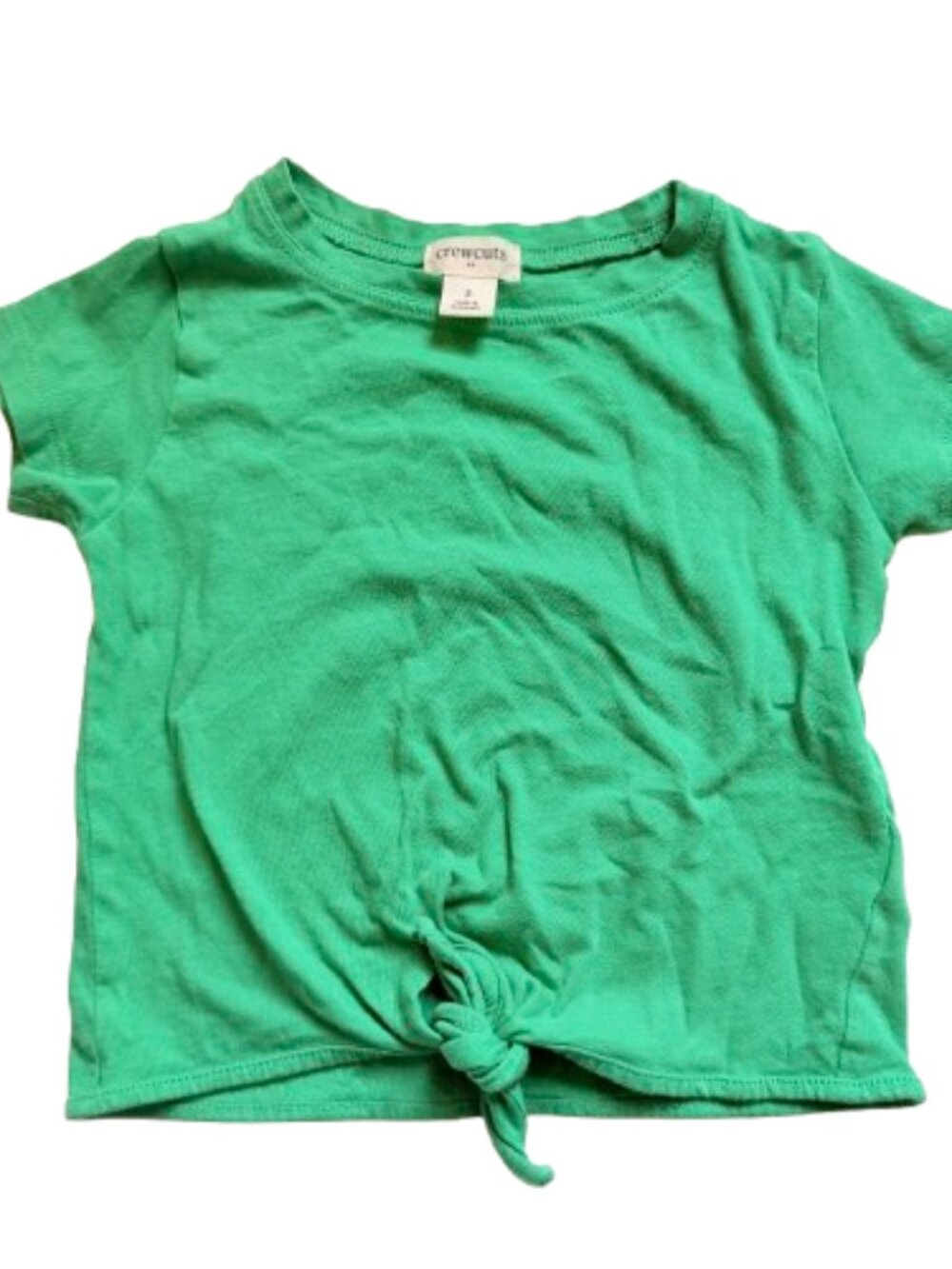 Crewcuts J. Crew Girls Kelly Green Tie Front Tee Short Sleeve Shirt Size 3